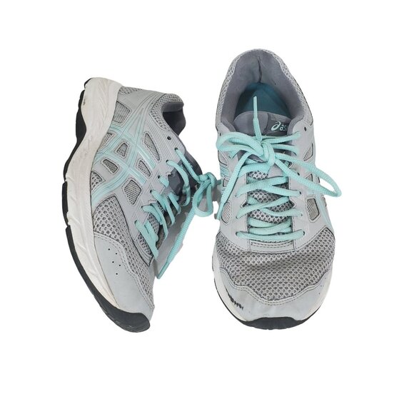 ASICS Womens Sneakers SZ 8.5 GEL-Contend 5 Gray Green Ampli Foam Run Rubber Sole - Picture 1 of 11